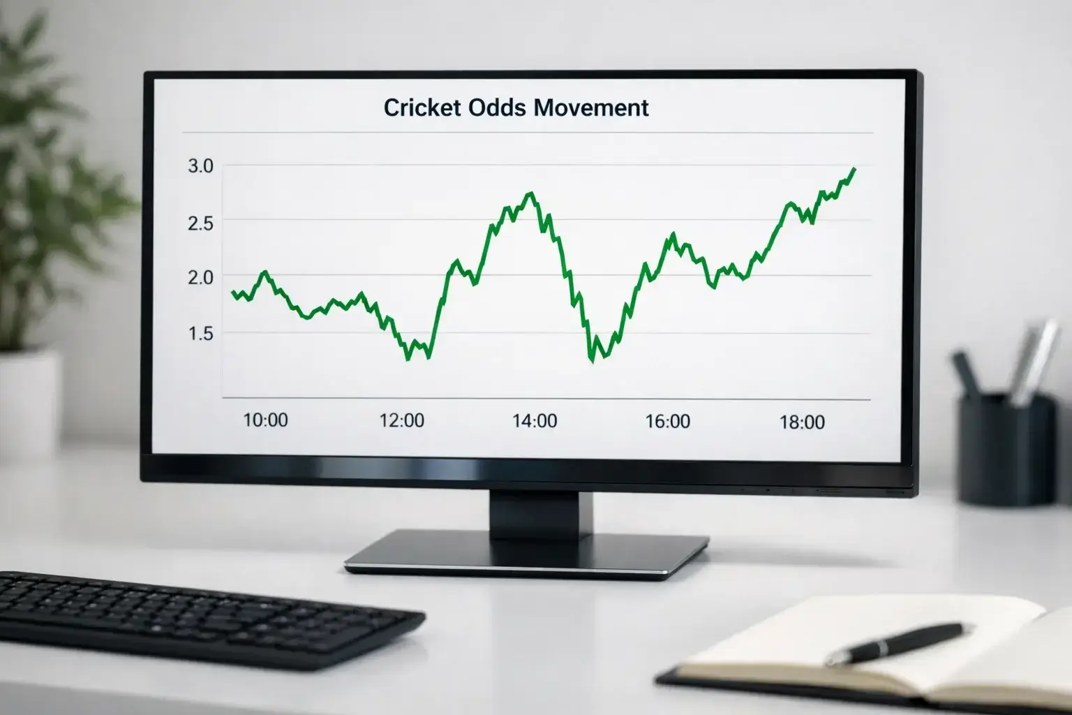 Screen showing live odds movement chart during cricket match